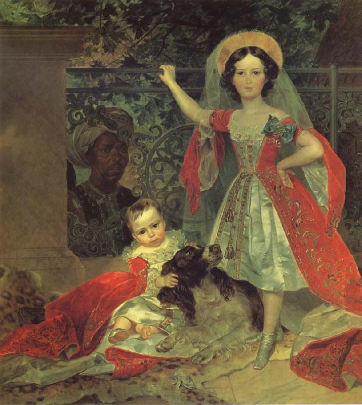 Karl Briullov Portrait of the young princesses volkonsky by a moor France oil painting art